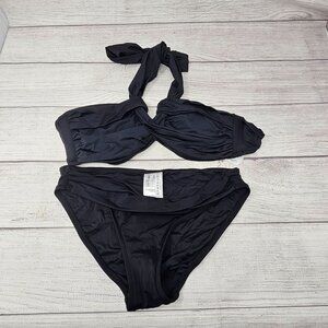 NWOT Sea Folly Women's Black‎ Two Piece Bikini Set Size 4